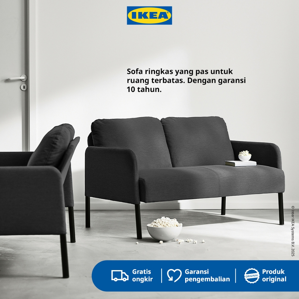 IKEA GLOSTAD Sofa 2 Dudukan Minimalis Knisa Abu
