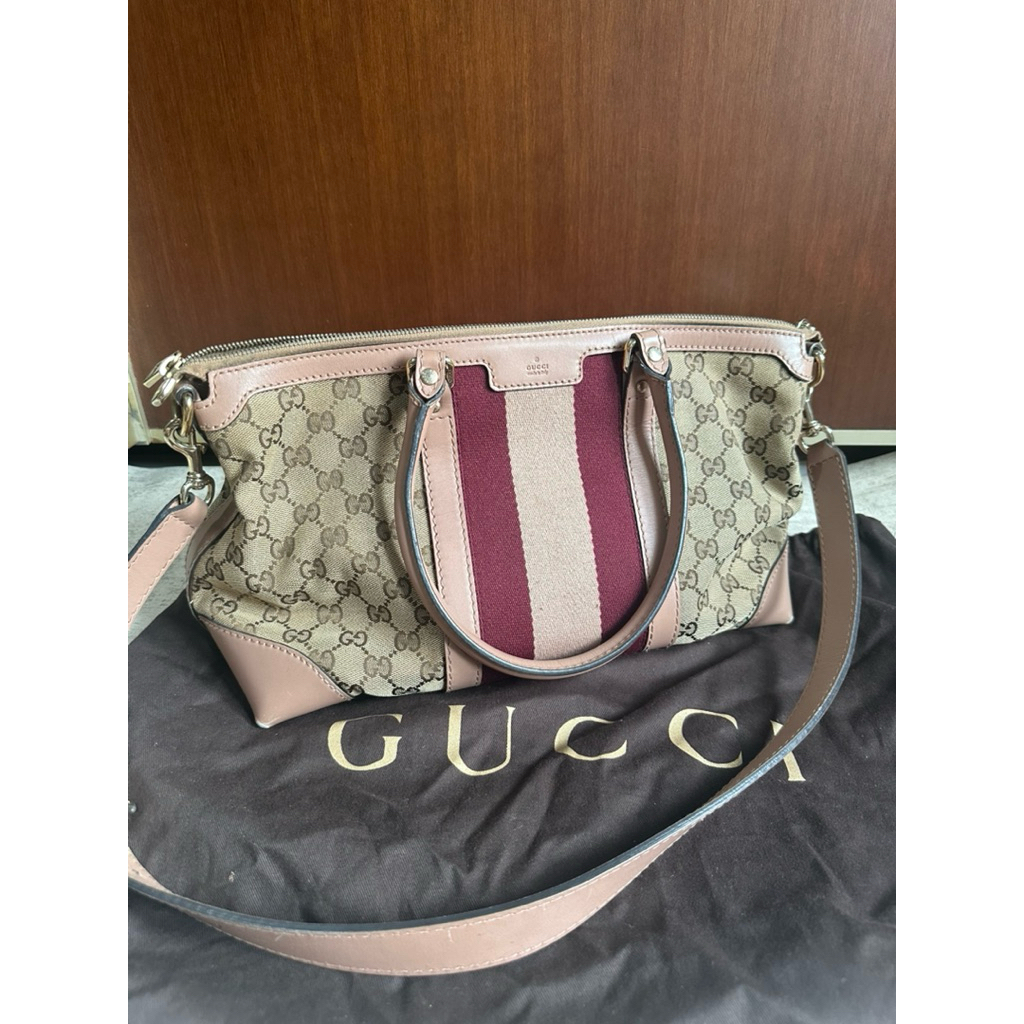 Preloved Gucci Canvas  Vintage Web Beige