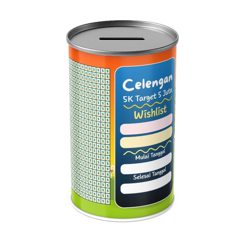 Celengan Target JUMBO 5K Target 5 Juta – Diameter 10cm Tinggi 20cm | Nabung Lebih Semangat
