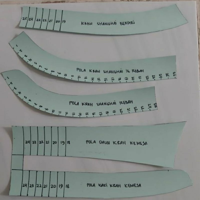 PAKET POLA KRAH( KRAH KEMEJA, KRAH SHANGHAI REBAH, KRAH SHANGHAI 1/2 REBAH & KRAH SHANGHAI BERDIRI)(