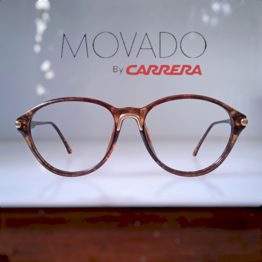 Vintage eyewear Kacamata branded MOVADO by Carrera Gold tortoise second bekas original