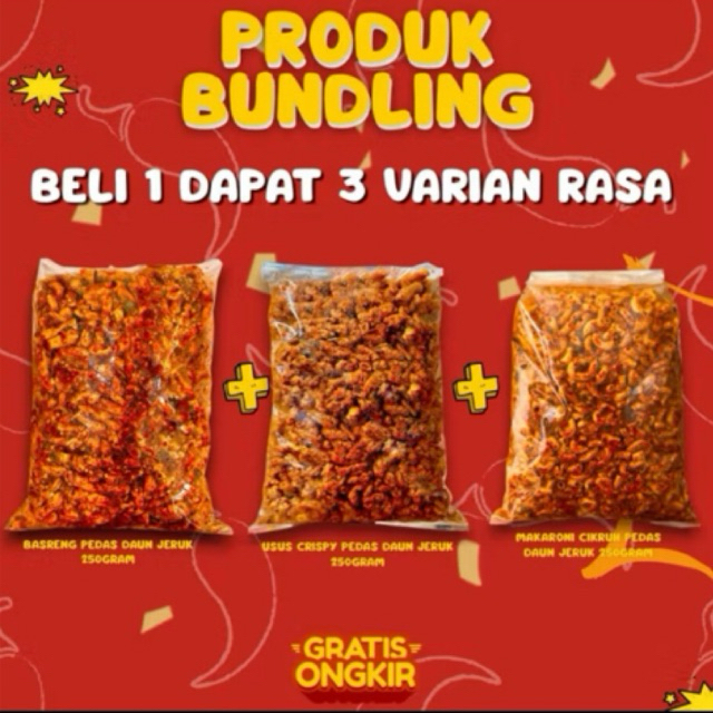 

Budling beli 1 gratis 2 usus original pedas daun jeruk 250g
