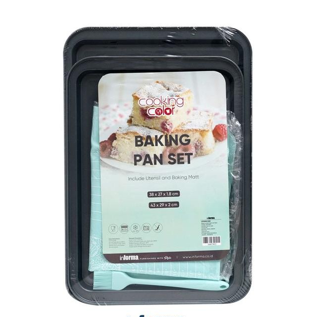 Cooking Color Set 2 Pcs Loyang Kue Dengan Utensil & Matt