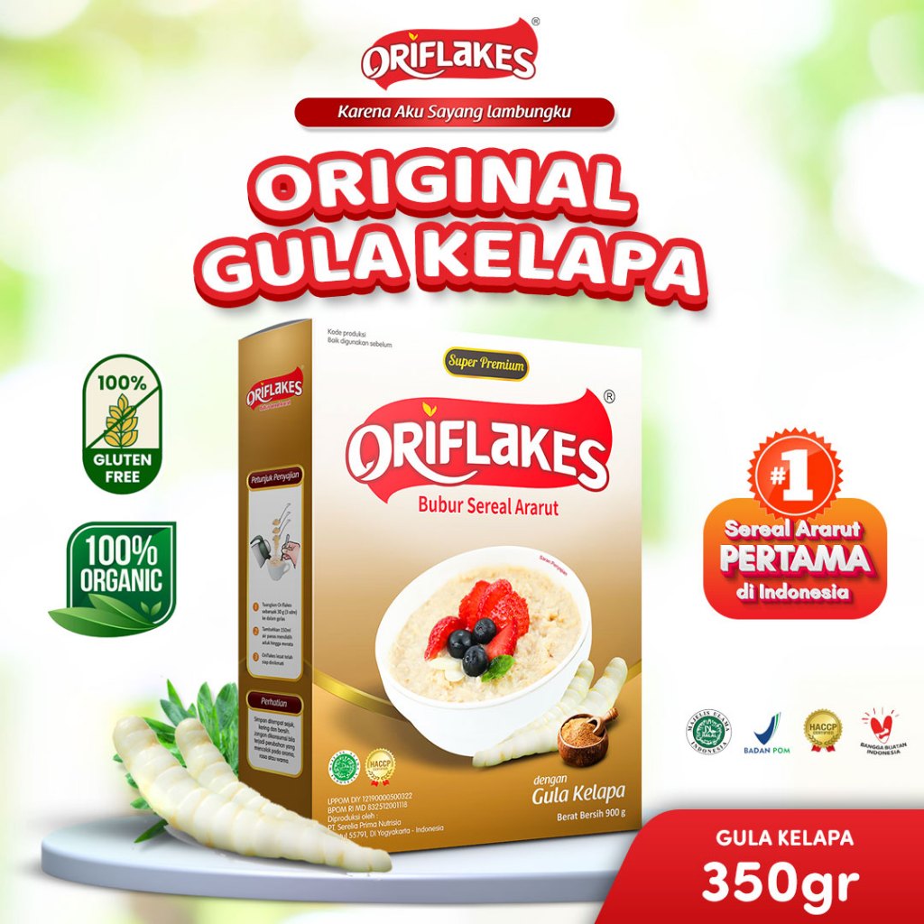 

Oriflakes Sereal Umbi Garut - Original Gula Kelapa 350gr - Gluten Free & Organic