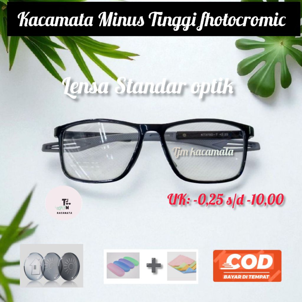 kacamata Minus Tinggi lensa fhotocromic frame lentur pria dan wanita