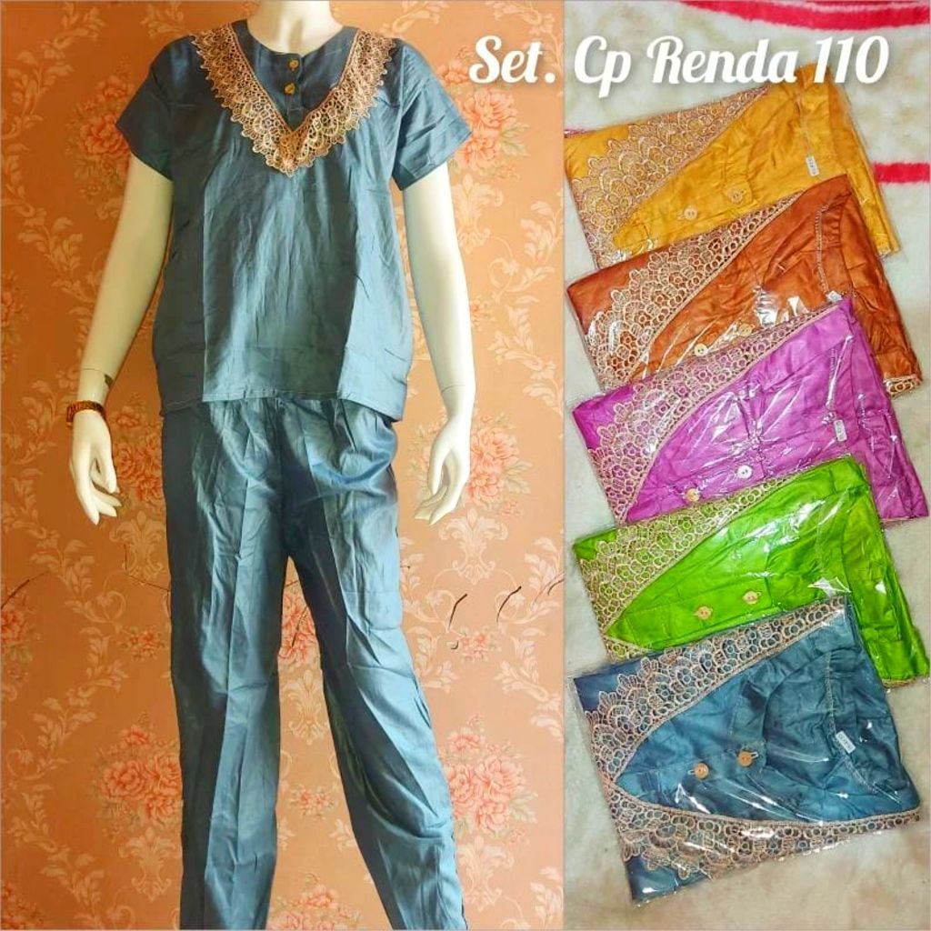 baju wanita baju setelan arab motif polos renda