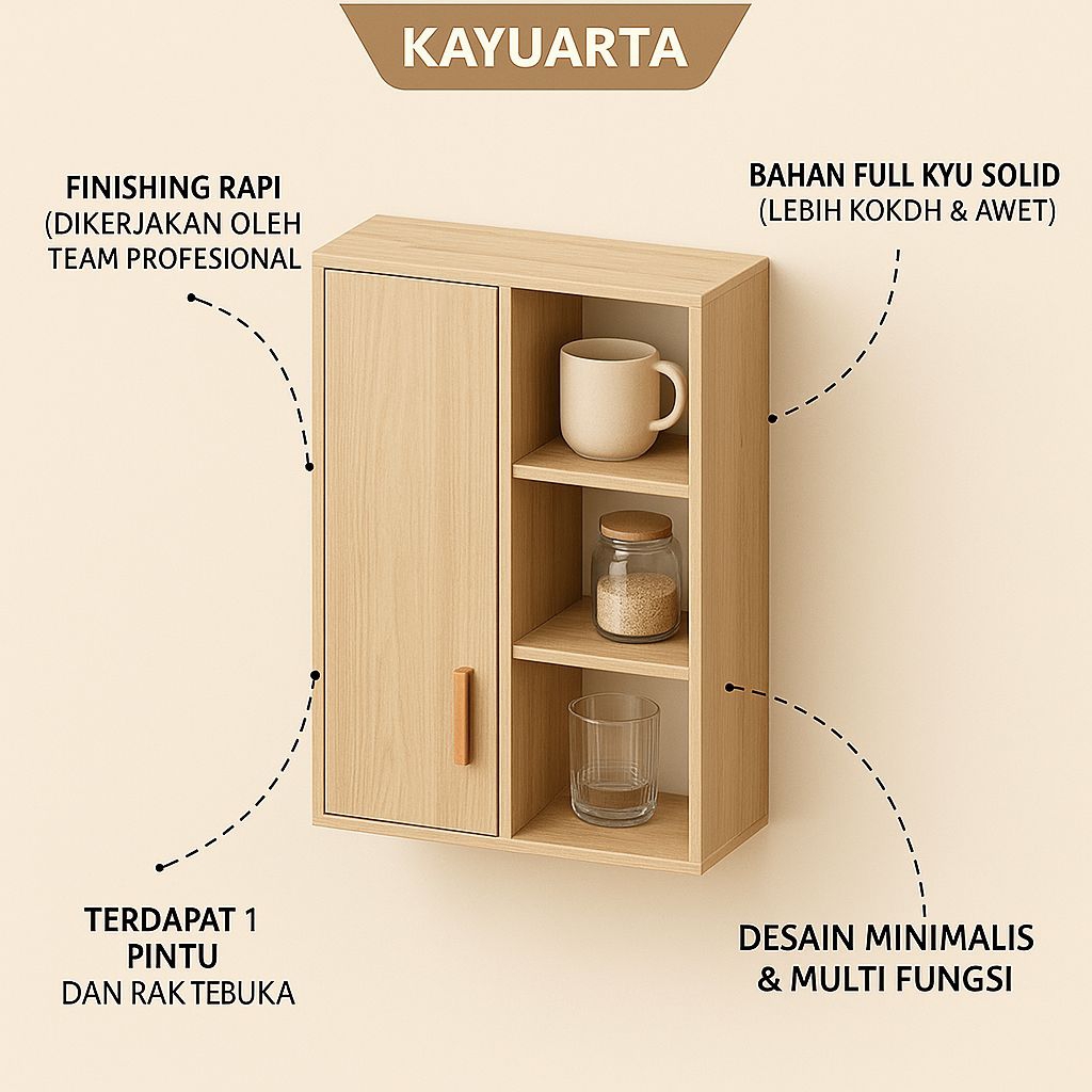 Lemari Dinding Tempel | Lemari Gantung | Rak Dinding Tempel | Lemari Dapur Kitchenset Full Kayu