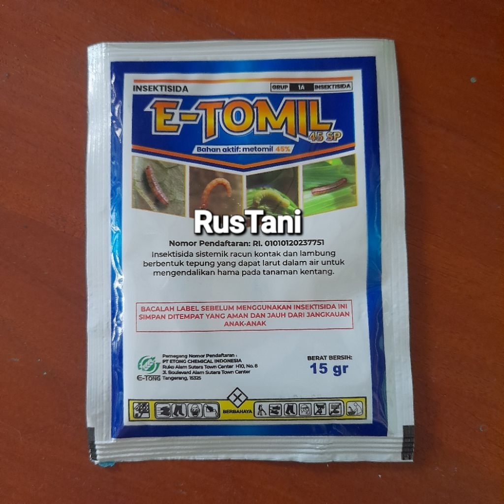 Insektisida E-TOMIL 45SP 15Gr Bahan aktif : Metomil 45%