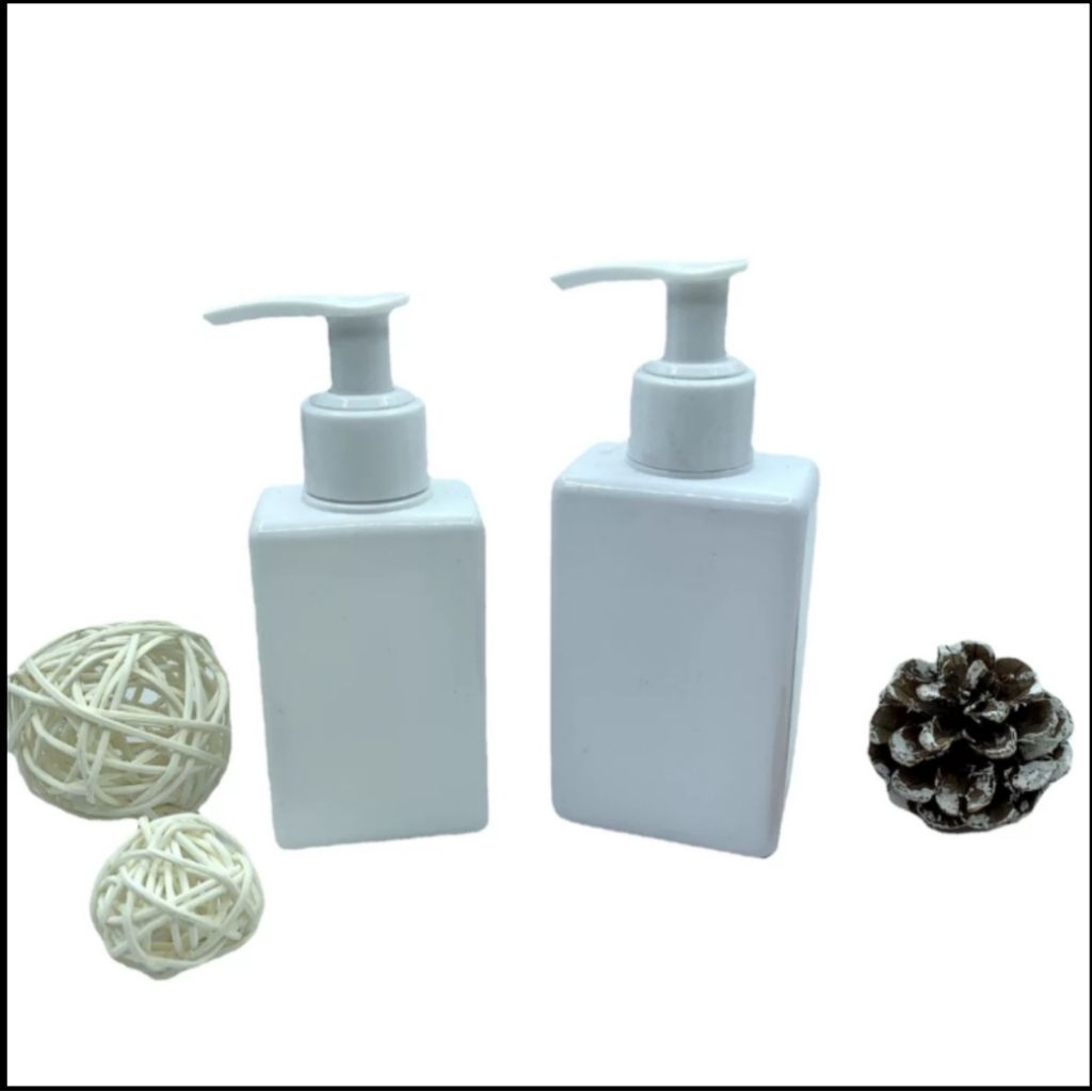 BOTOL PUMP 100ML KOTAK/BOTOL BOKO 100ML KOTAK TUTUP PUMP PUTIH CLIP/BOTOL PUMP