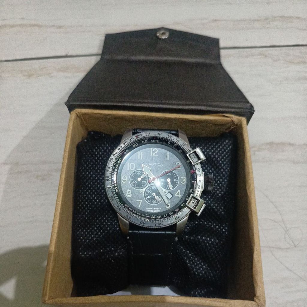Jam tangan original chronograph Nautica dm 46mm preloved second bekas