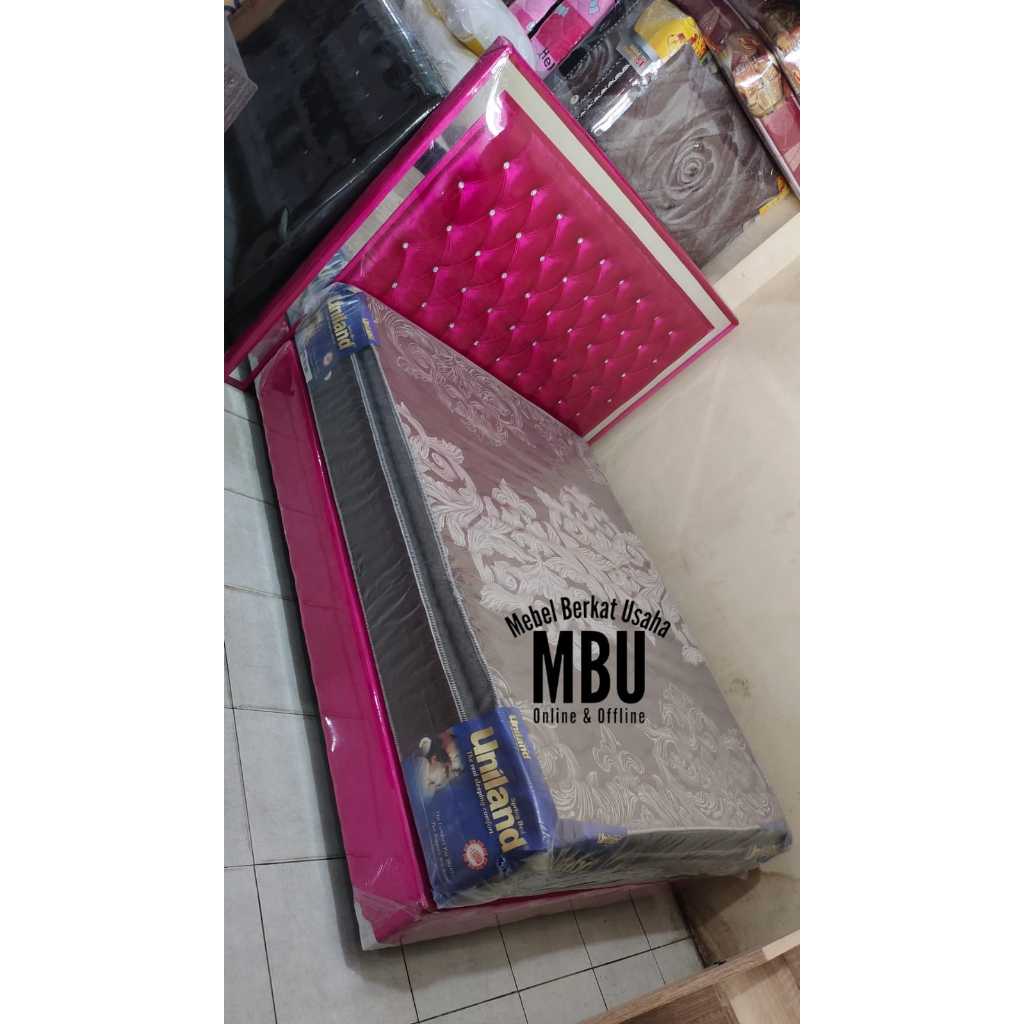 SPRINGBED SET DIVAN LES KACA BALEDRU + KASUR SPRINGBED UNILAND 160X200