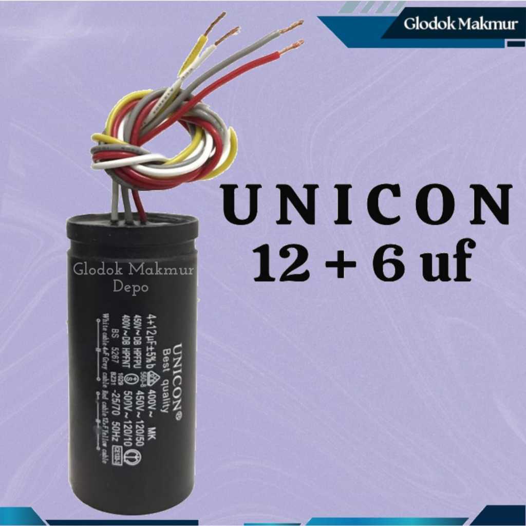 KAPASITOR ELCO MESIN CUCI UNICON ( 12 + 6 )U 450V