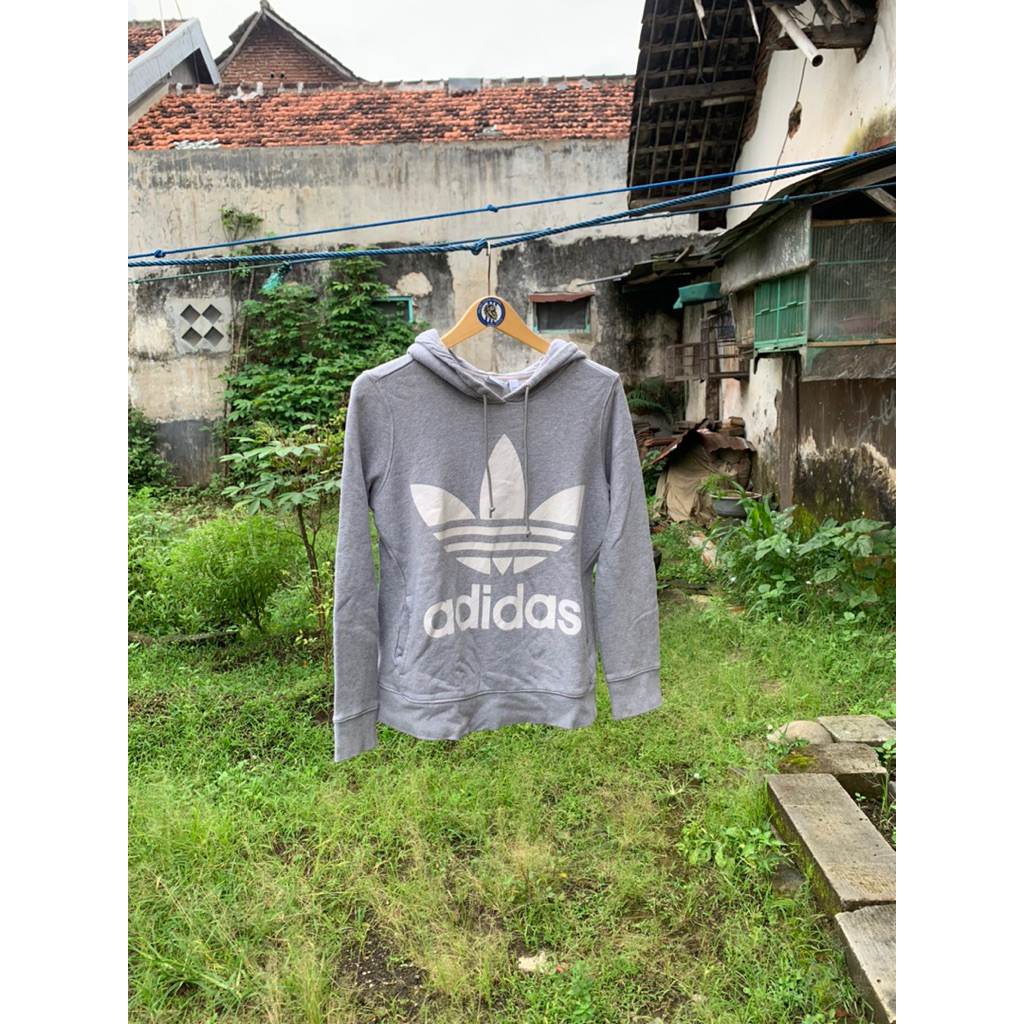 Hoodie adidas big logo grey