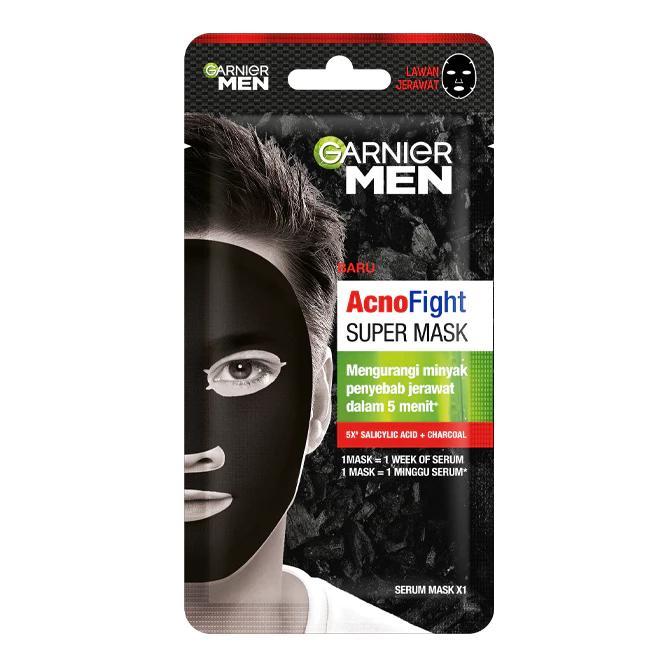 PROMO Garnier Men Pria Laki Acno Fight Super Serum Sheet Lembar Mask Masker Mengurangi Minyak jerawa