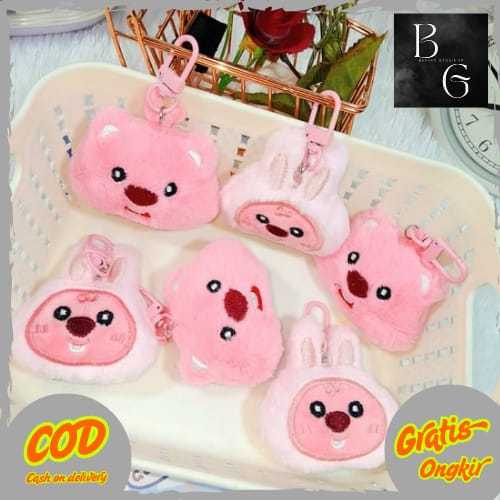 Gantungan Kunci Bag Charm Kepala Loopy Pink Cute Lucu Ready 2 Variant Warna / Gantungan Kunci Boneka