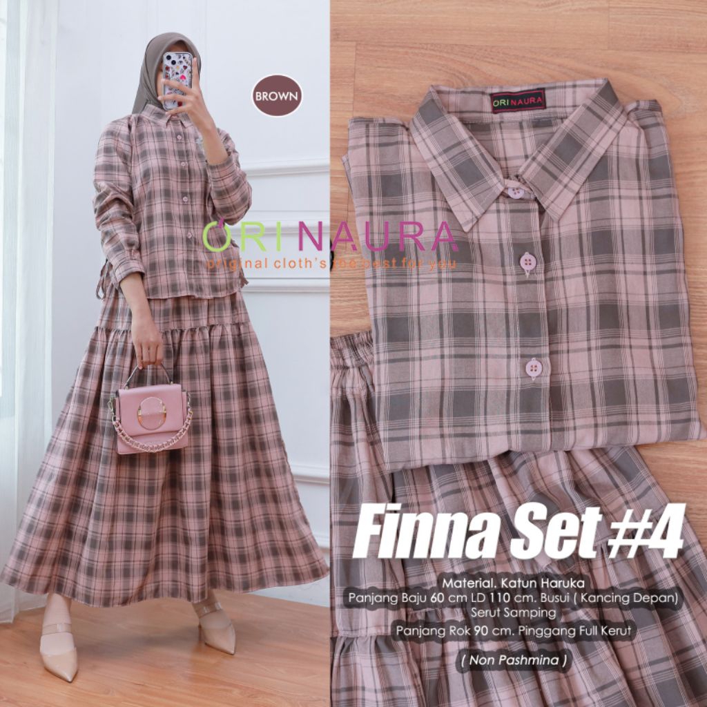 Finna Set#4 OriNaura One Set Modis Elegan - Baju Set Rok Panjang Wanita Terbaru Katun Berkualitas Ad