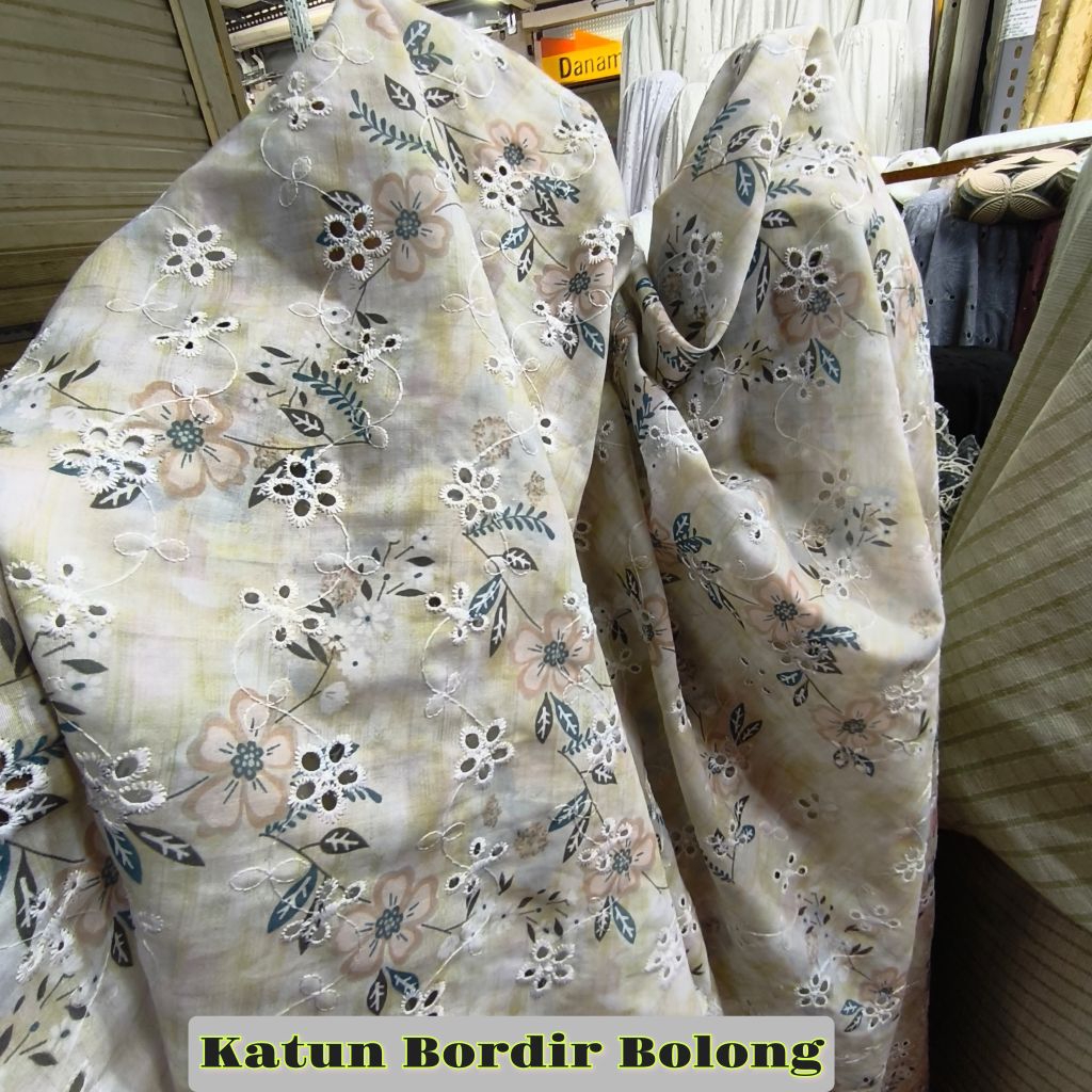 Kain Katun Bordir/Kain Bahan Katun Bordir Bolong [harga ½ meter]