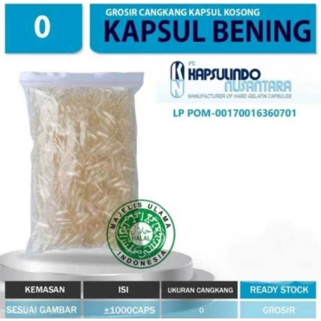 Kapsul Kosong 0 Bening Transparan Isi 1000 Kapsul