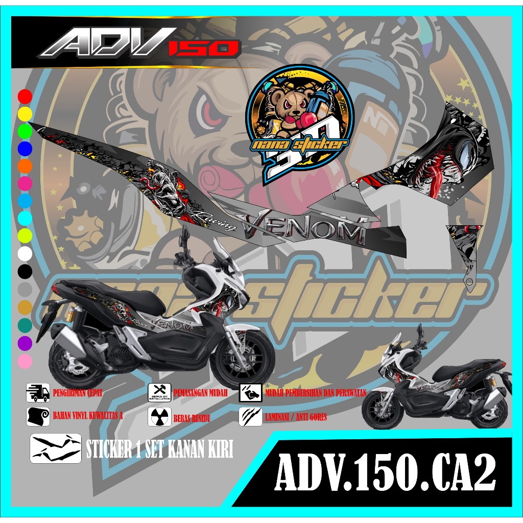 STRIPING ADV 150 VARIASI STICKER ADV 150 STICKER LIS LIST ADV VARIASI Motif VENOM nana CA2