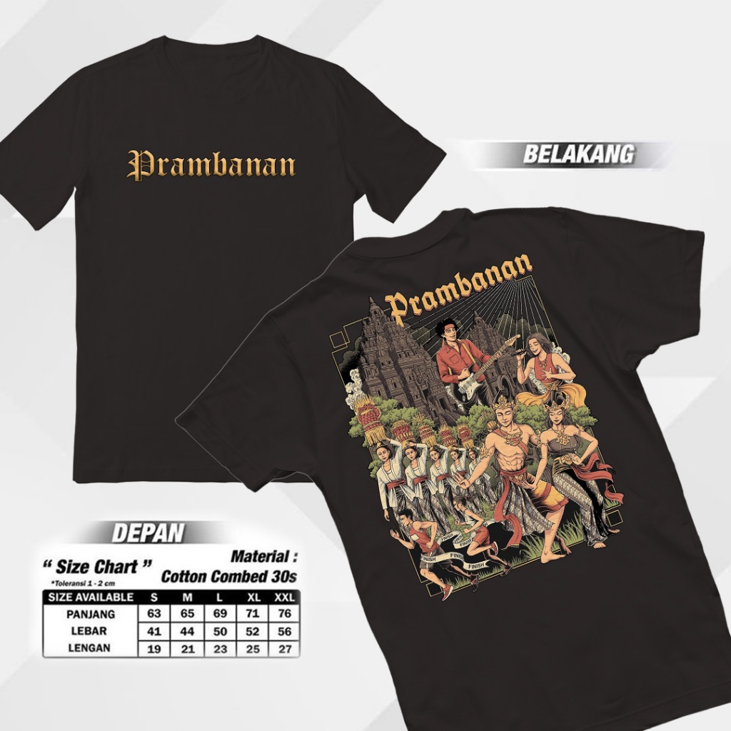 Kaos Prambanan - Kaos Culture Jawa - Candi Prambanan- Indonesia Traditional-Cotton Combed Unisex Vir