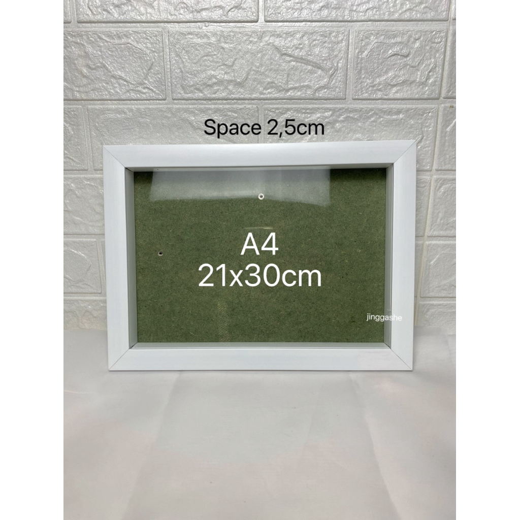 Jinggashe | Bingkai foto 3D, A4 (21x30cm), Bingkai/Frame kosongan, Bingkai putih scrapframe, mahar, 