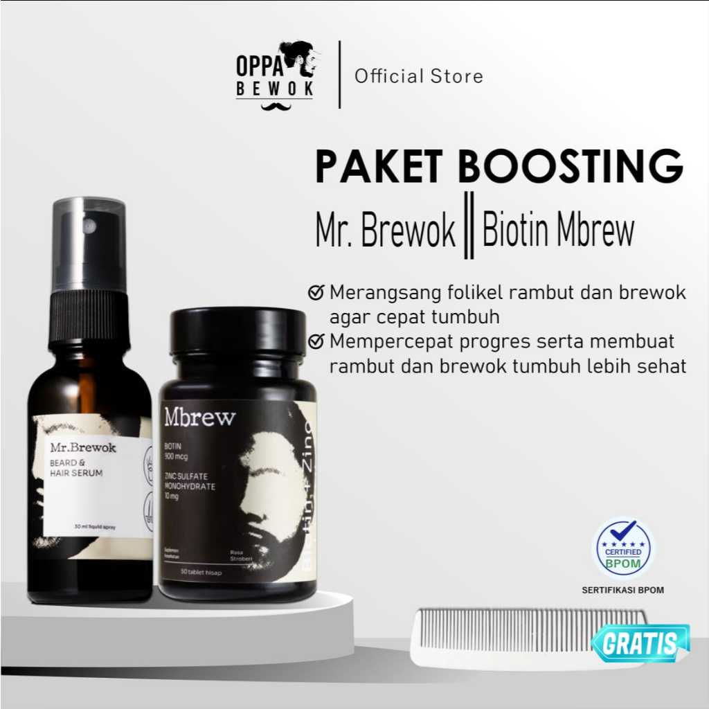 MISTER BREWOK - Paket Combo Penumbuh Rambut & Brewok Ideal
