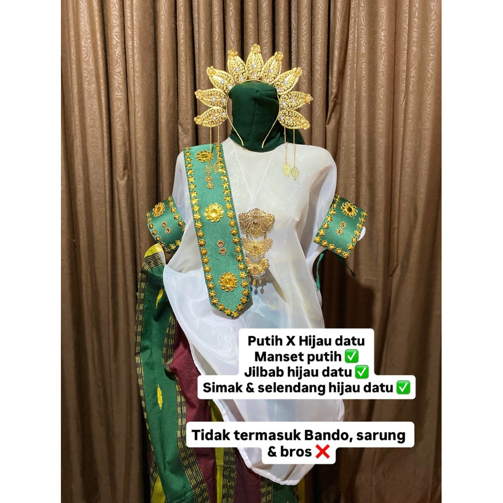 TERMURAH BEST SELLER Baju Bodo Organza 1 set simak, selendang, jilbab & manset (Tdk termasuk sarung)