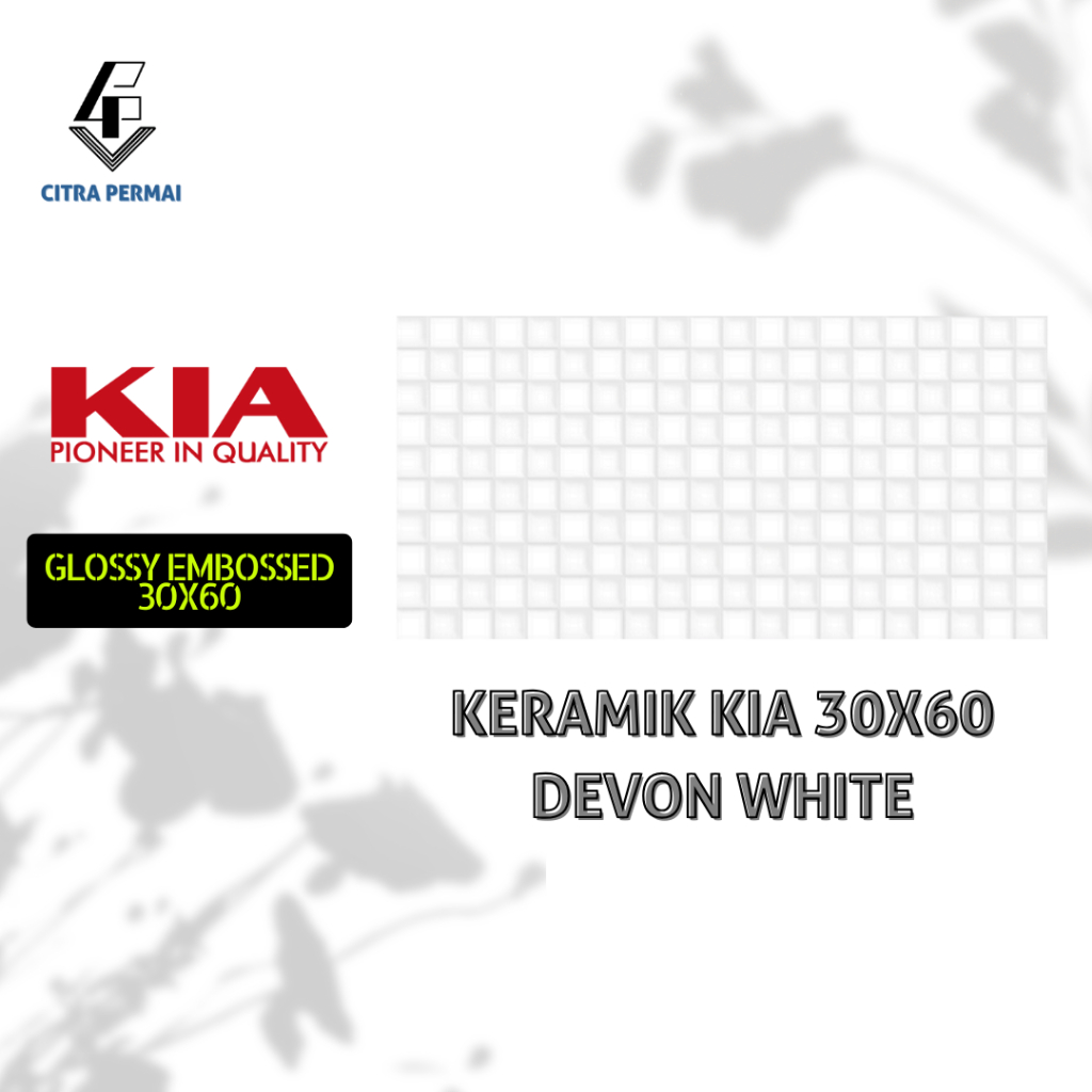 KERAMIK KIA 30X60 DEVON WHITE (GLOSSY EMBOSSED) / KERAMIK KIA / KERAMIK DINDING / KERAMIK MURAH / KE