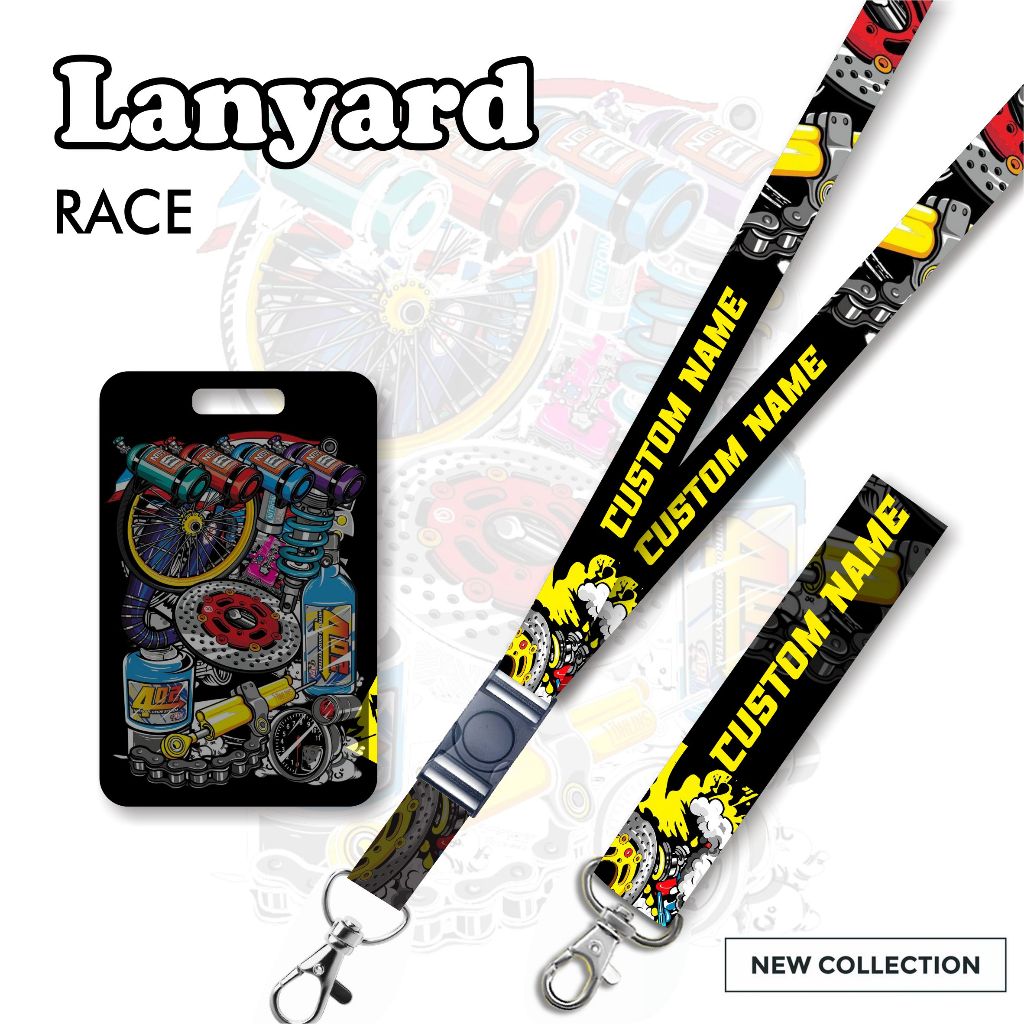 

[LANYARD CUSTOM NAMA]STRAP LANYARD CARD HOLDER Race Custom Nama Gantungan Kunci - Handphone - ID Card
