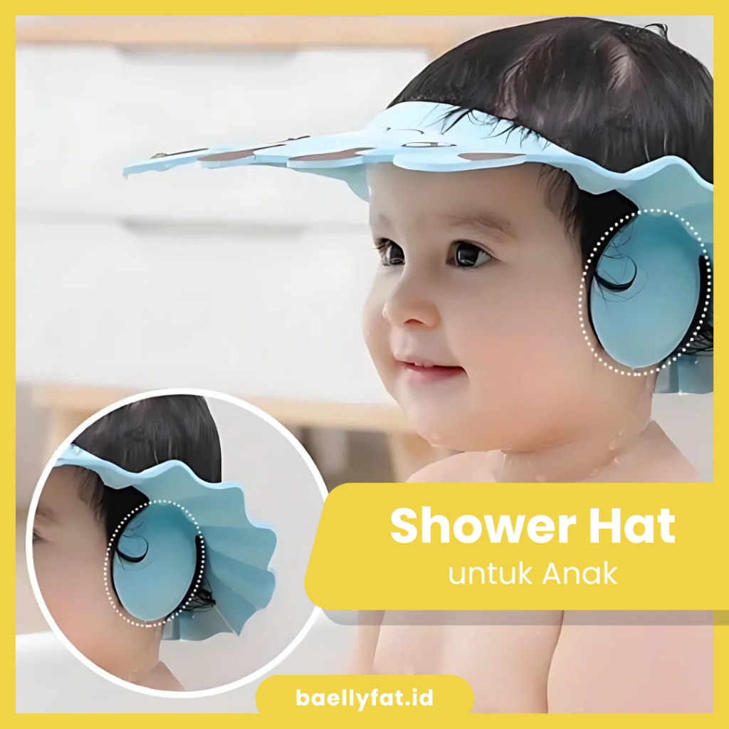 Baellyfat.id - Topi Keramas Anak Anti Air – Shower Hat Bayi Anti Sabun & Anti Ciprat