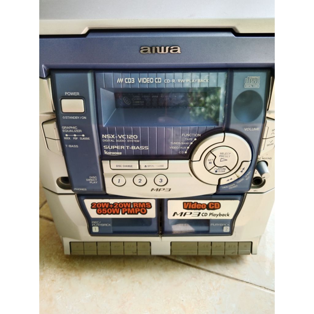 HEAD UNIT RADIO TAPE VCD AIWA NSX-VC120 SUPER T-BASS BEKAS
