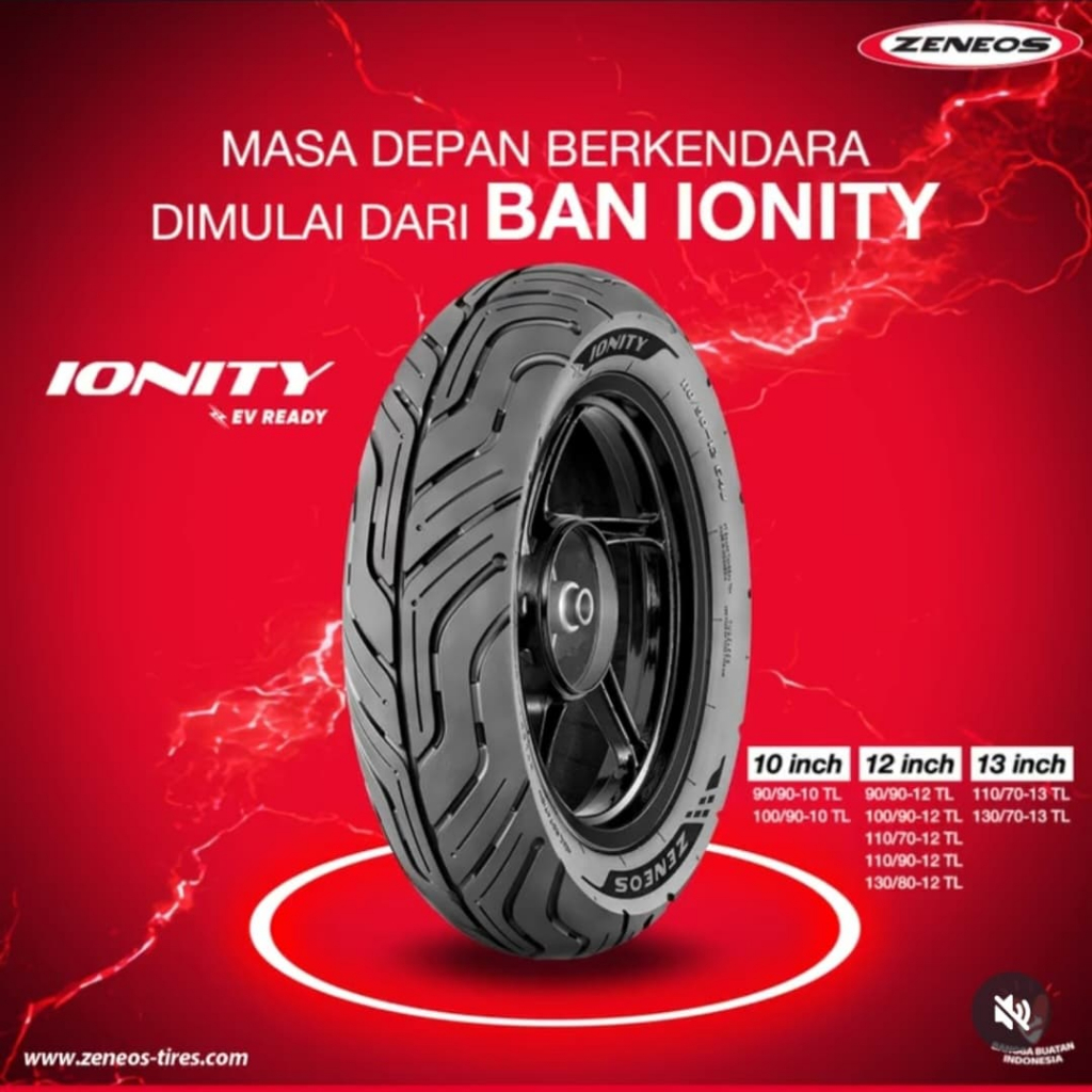 [PAKET SEPASANG] BAN ZENEOS IONITY ( 100/90-12 & 110/90-12 ) RING 12 / BAN TUBELESS ZENEOS RING 12 B