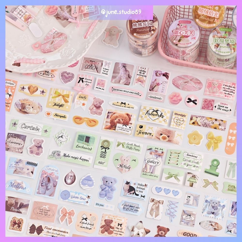 

[JUNE] WT 5cm x 2m Deco Sticker Cute Korean Girly Dolls Kawaii Random Washi Tape Aesthetic Journal Kit Starter DIY Material Scrapbook Buku Harian PET Junk Jounal Plushy Stories