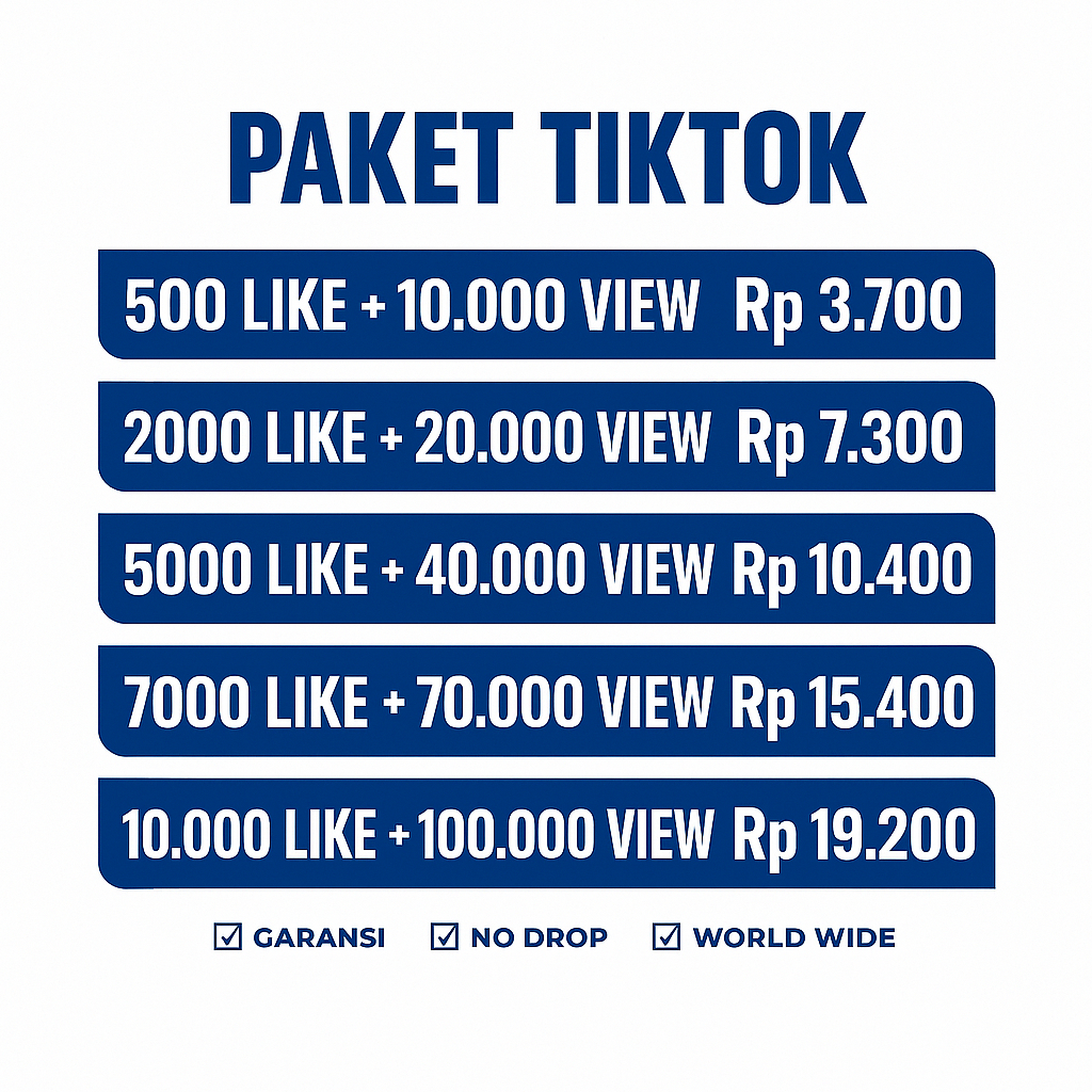 Tiktok Paket AutoViral Like & Views Proses Cepat - Bergaransi 30 hari