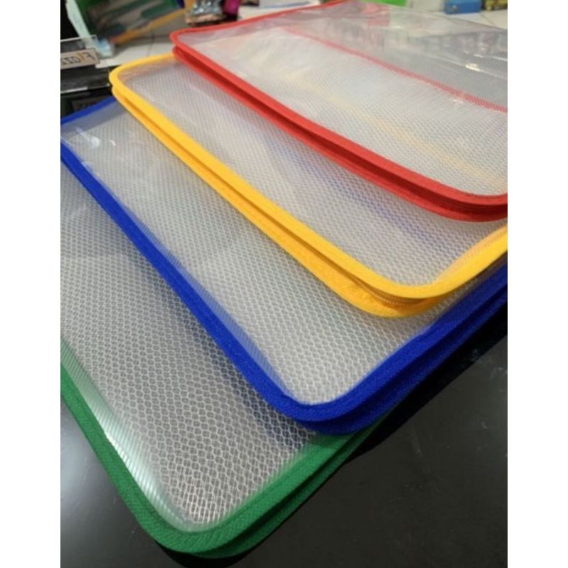 Map Plastik Jaring Resleting Zipper Bag File F4 Tas Dokumen / Tas Map Dokumen