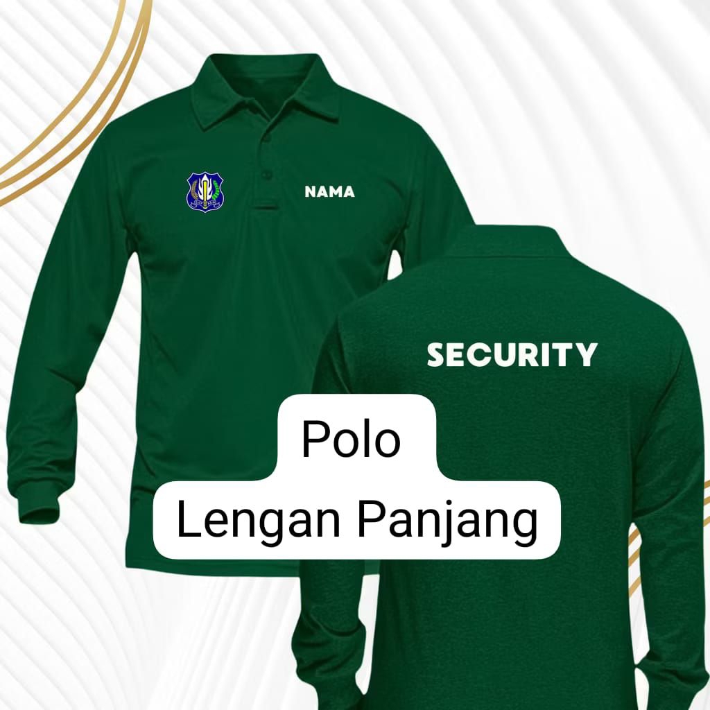 KAOS POLO BERKERAH SECURITY LOGO BIRU // KAOS SERAGAM POLO BERKERAH  SECURITY LENGAN PANJANG BISA CO