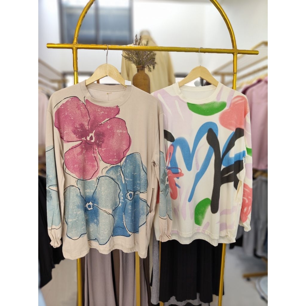 kaos import wanita lengan karet