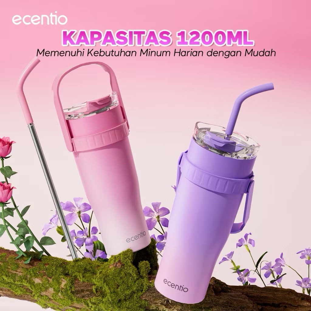 ECENTIO Tumbler 1200ml | Thermos Tumbler Termos Air Dingin Panas Esensio Botol Minum Stainless Steel