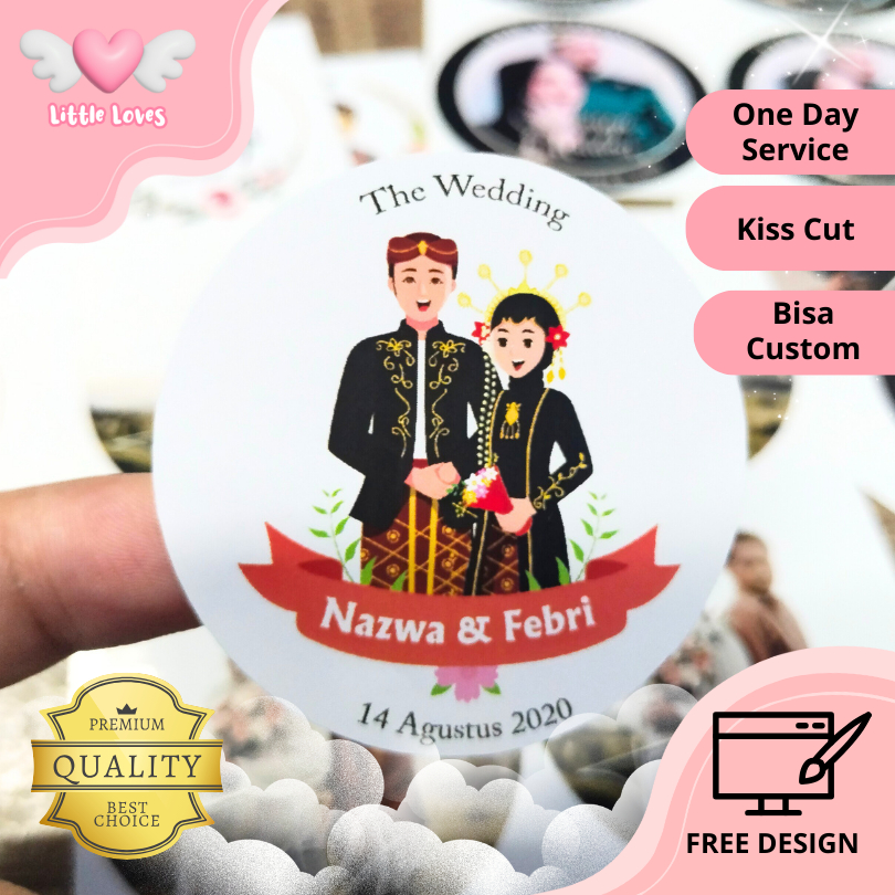 3-4 Sticker Wedding Souvenir Stiker Pernikahan Custom Ucapan Nikah Nikahan