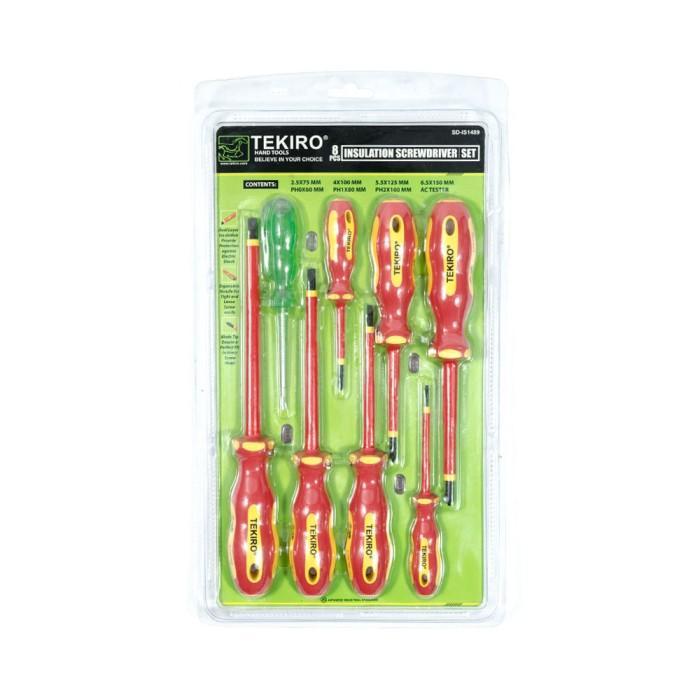 TEKIRO Obeng Listrik Set 8 pcs Obeng Listrik Set Insulation Screwdriver 1000 volt