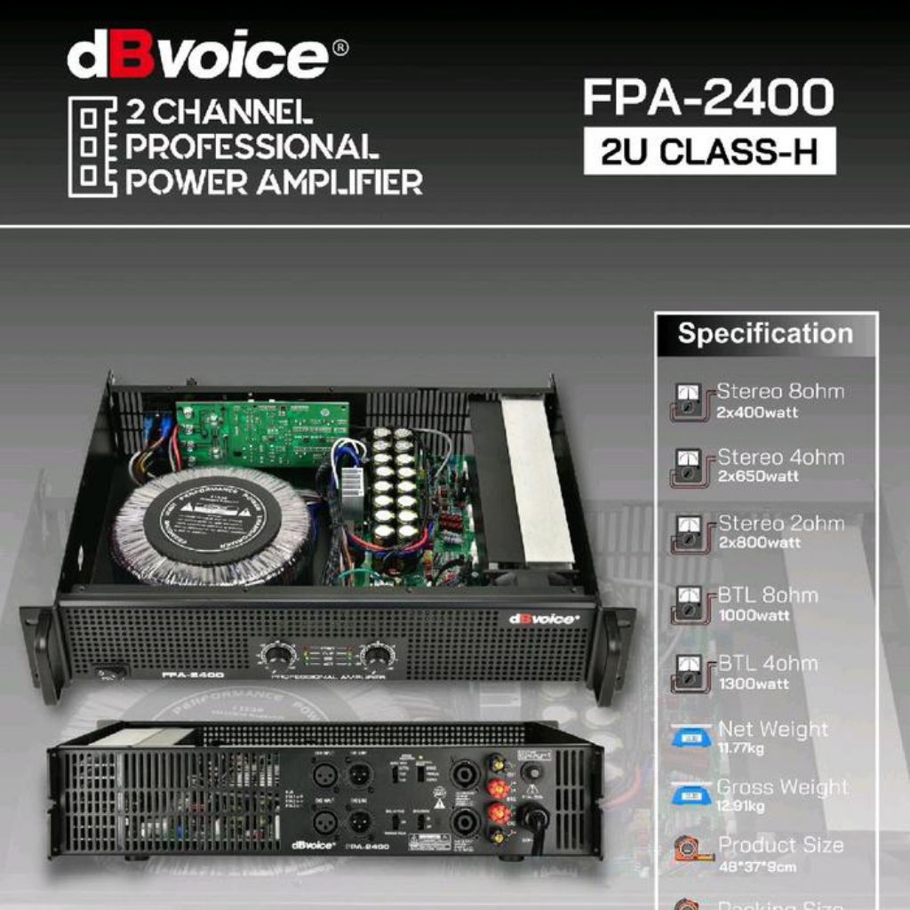 Power dbvoice fpa 2400 original 2 channel class h db voice fpa2400