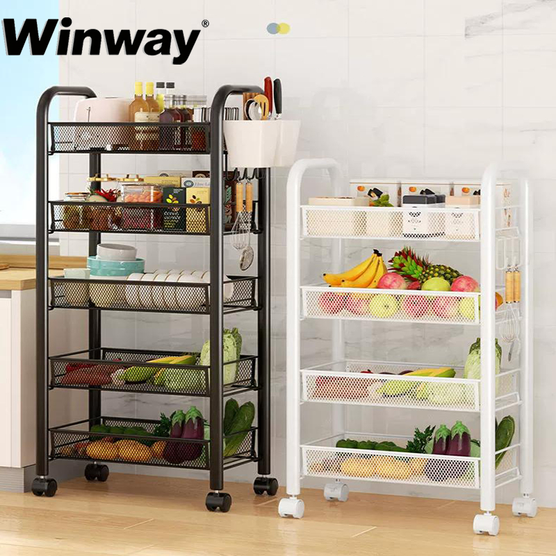 Rak Troli 3 /4 /5 Susun Rak Besi Penyimpanan Rak Salon Rak Besi Susun Dorong dengan Roda