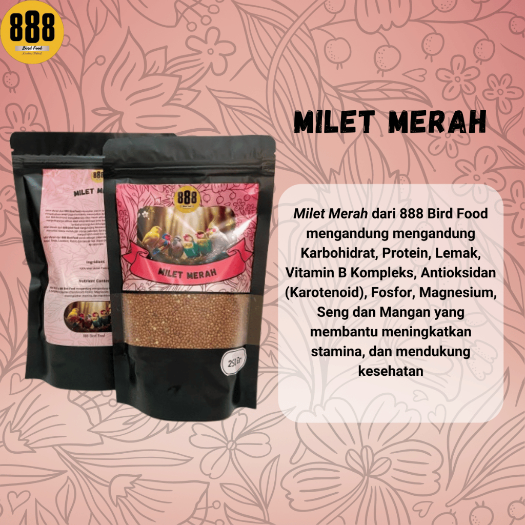 Milet Merah Premium, Pakan Lovebird, Pakan Kenari, Pakan Parkit, Pakan Falk, Pakan Finch dll