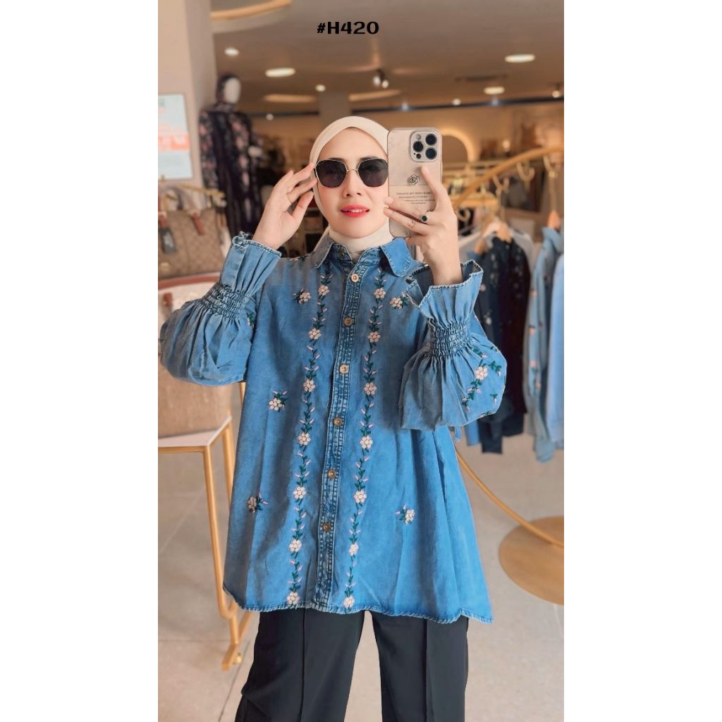 Atasan jeans Bordir