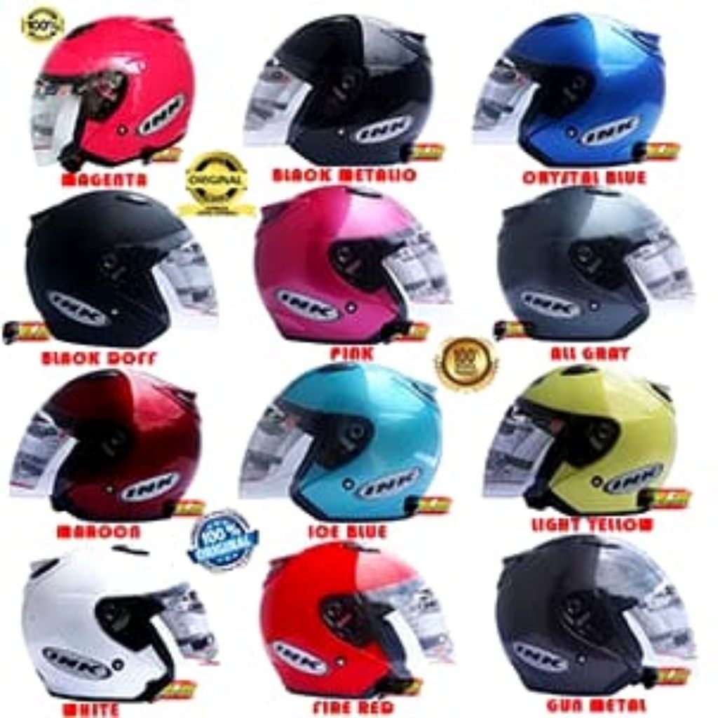 helm ink centro solid black glossy original helm half face singel visor sni DOT