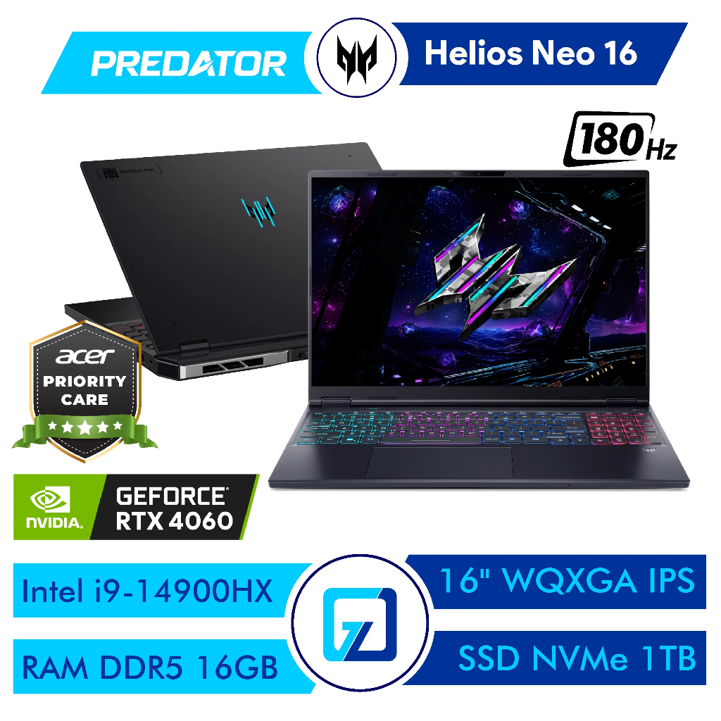 Acer Predator Helios Neo PHN16Intel Core i9-14900HX 16GB RAM 1TB RTX4060 16″ WQXGA 180Hz Windows 11