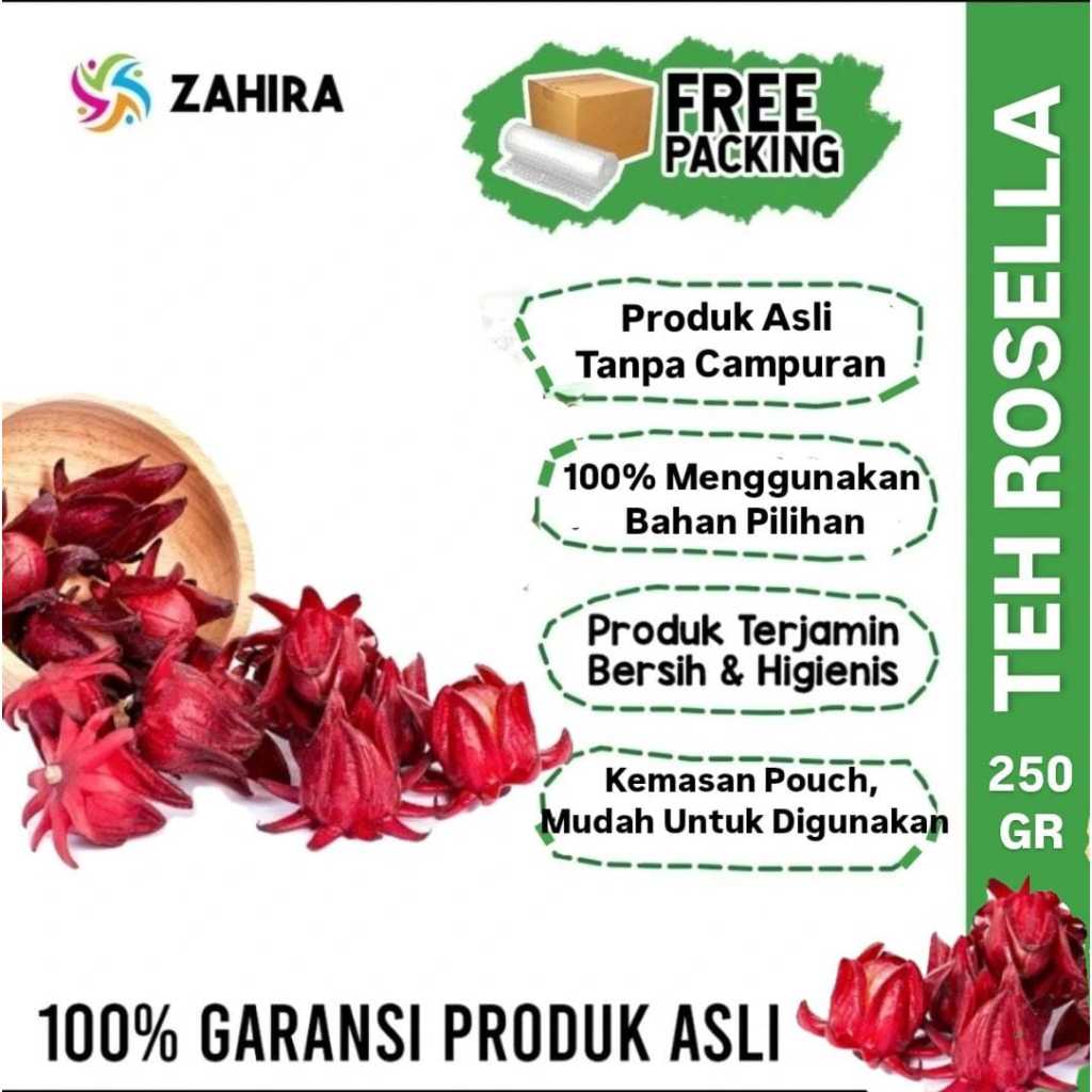 

TEH ROSELLA 250GR Merah Asli Tanpa Pewarna Kualitas Terjamin bersih dan Higienis Kaya akan Manfaat