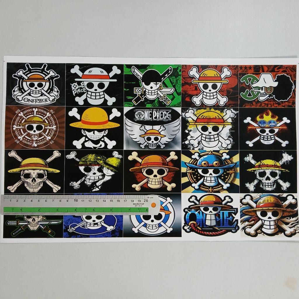 

stiker one piece tengkorak 1 Lembar 42x25cm isi 20pcs |simtec permanent