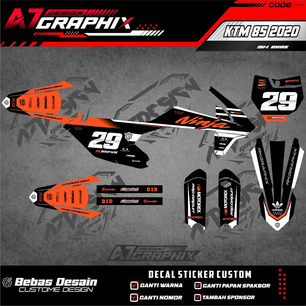 DECAL STIKER KTM 85 2020  - DECAL MOTOR KTM 85 2020 MASIH BISA DI EDIT FREE CUSTOME FULL BODY