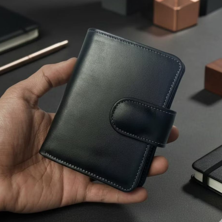 khanza.leather - Dompet Kartu Kulit Pria Wanita Model Lipat Mini Card Asli Kulit  Simple Elegan dan 